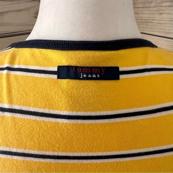 Vintage Tommy Hilfiger Tommy Jeans Yellow Striped T-Shirt - Picture 5 of 7